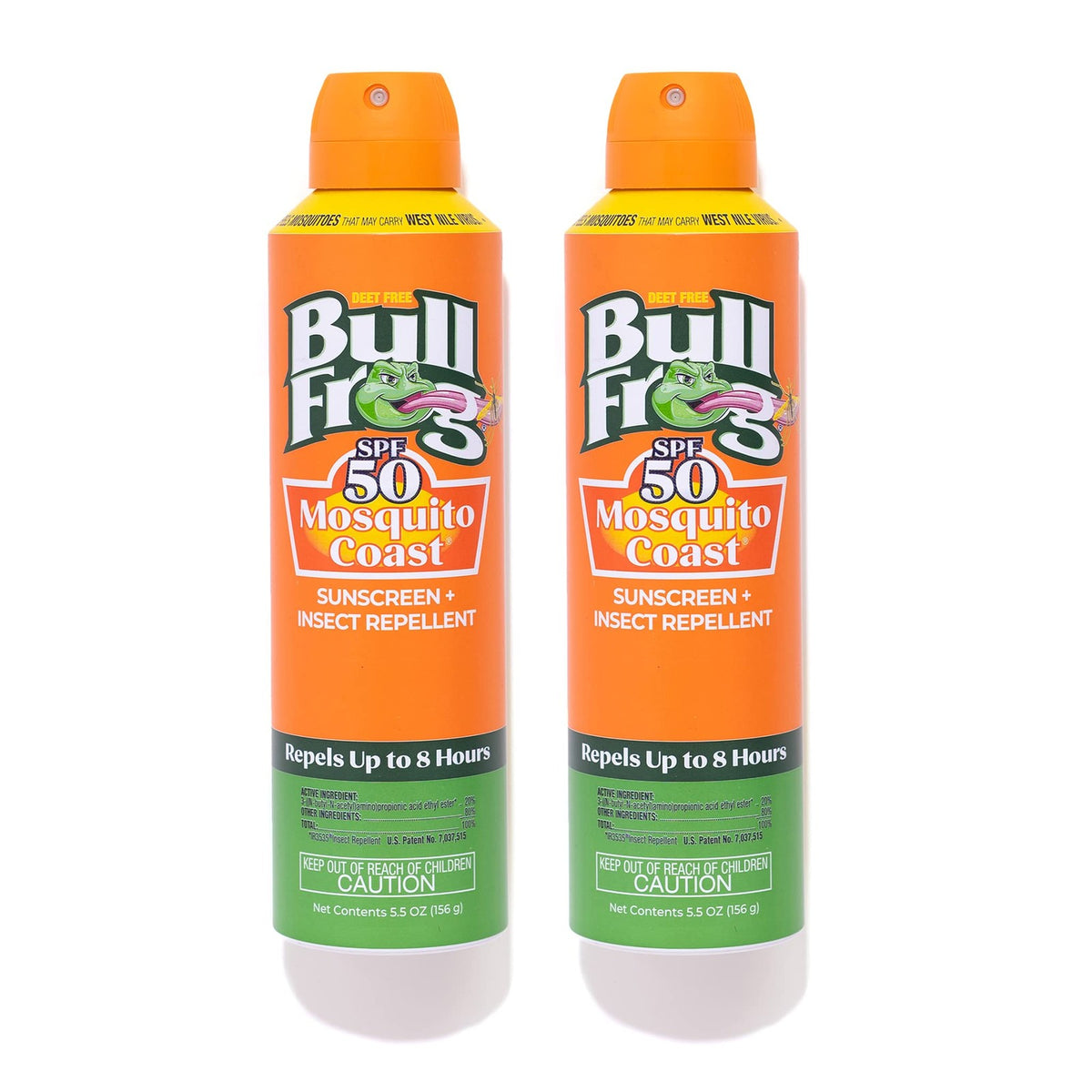 Bullfrog Mosquito Coast Sunscreen SPF50 Plus Insect Repellent 5.5oz Pack of 2