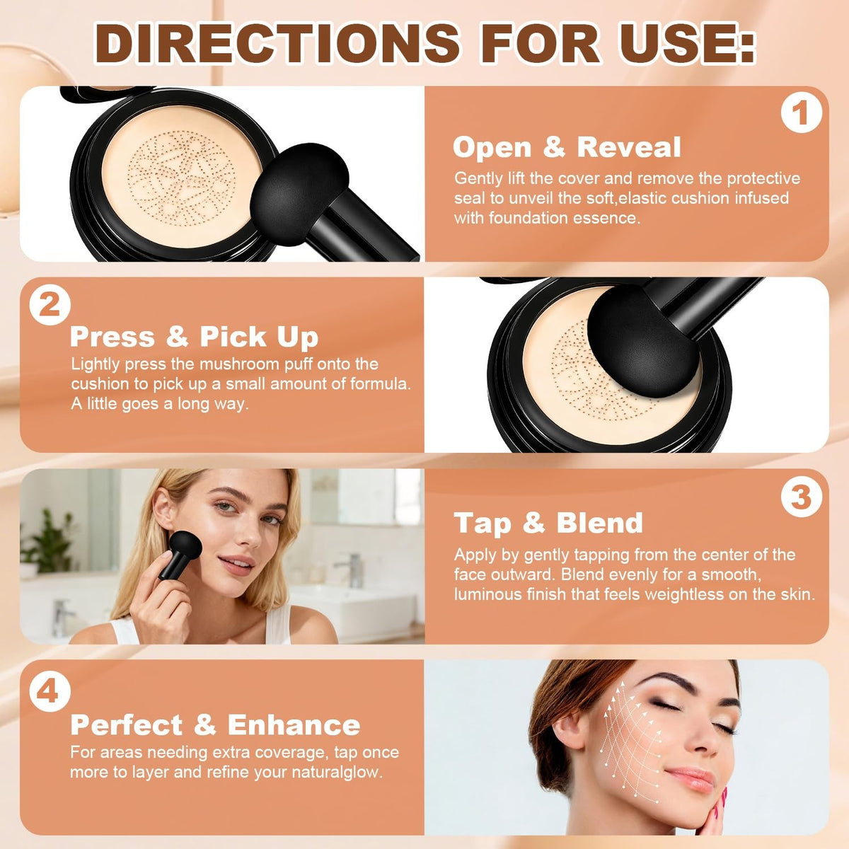 Light-Medium Skin Foundation Cushion with Hyaluronic Acid - Natural Glow