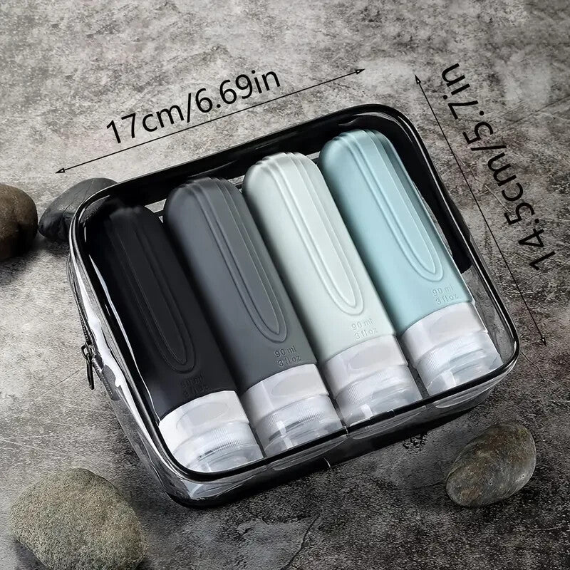 Travel Bottles Set TSA Approved Silicone Toiletry Containers 3oz Pack of 4