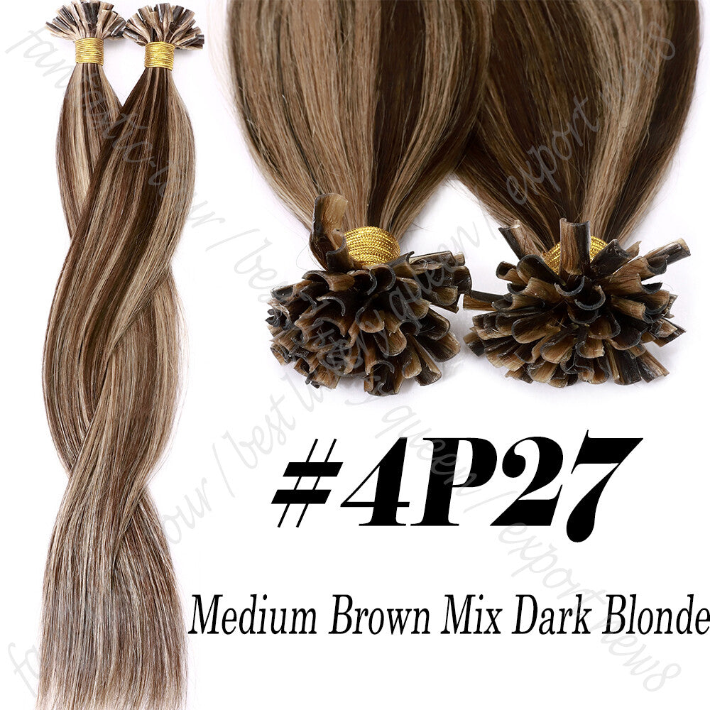 Pre Bonded Keratin Hair Extensions 100% Remy Human Hair Platinum Blonde & Natural Shades