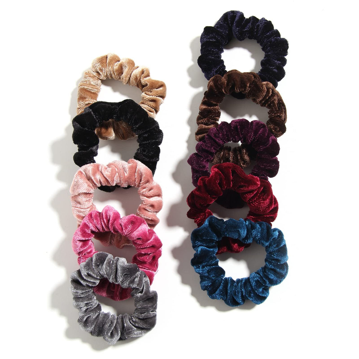 Pack of 10 Small Velvet Scrunchies for Women Count (Pack 1), Mix