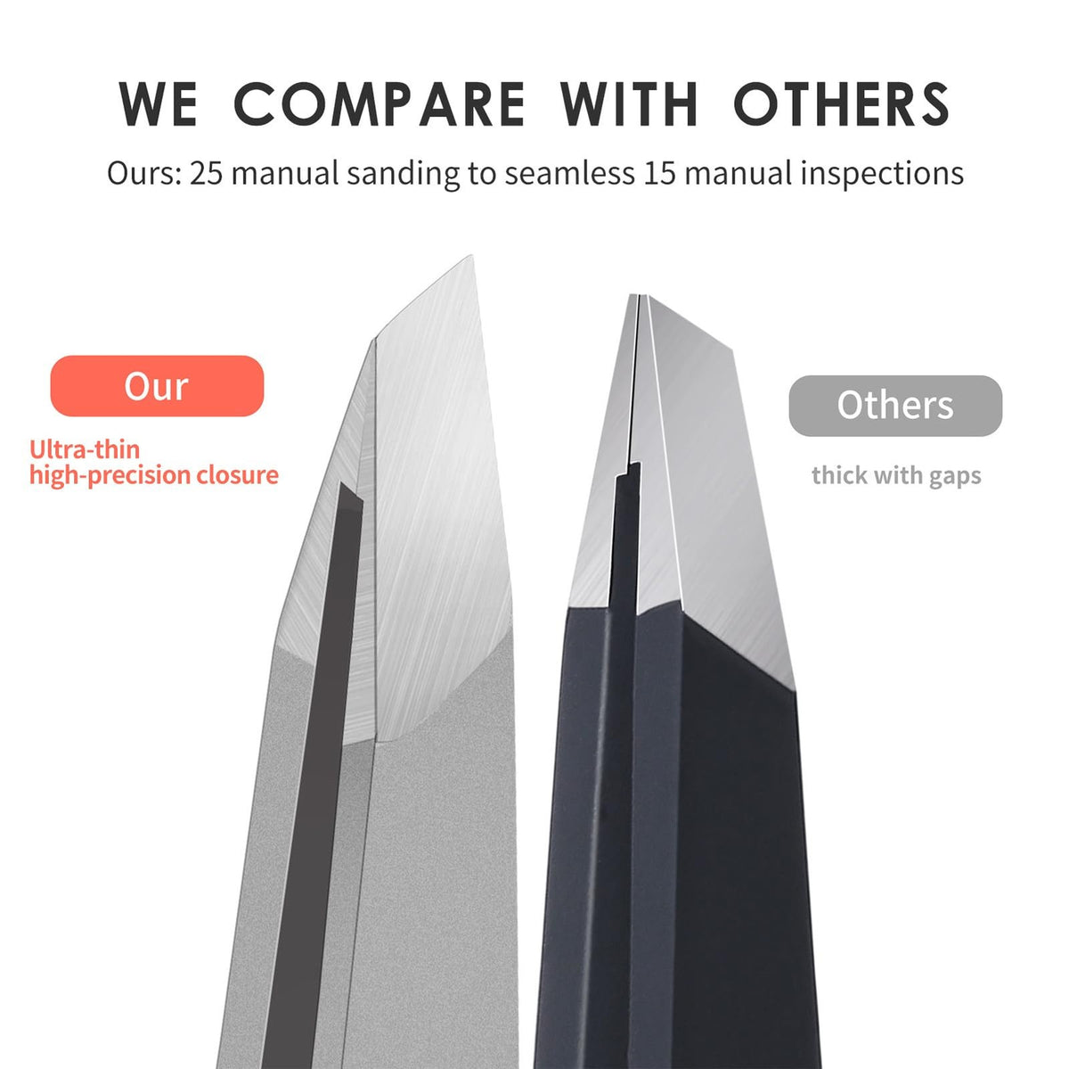 Eyebrow Hair Removal Tweezers Slant Tip 2 Pack for Precision Shaping