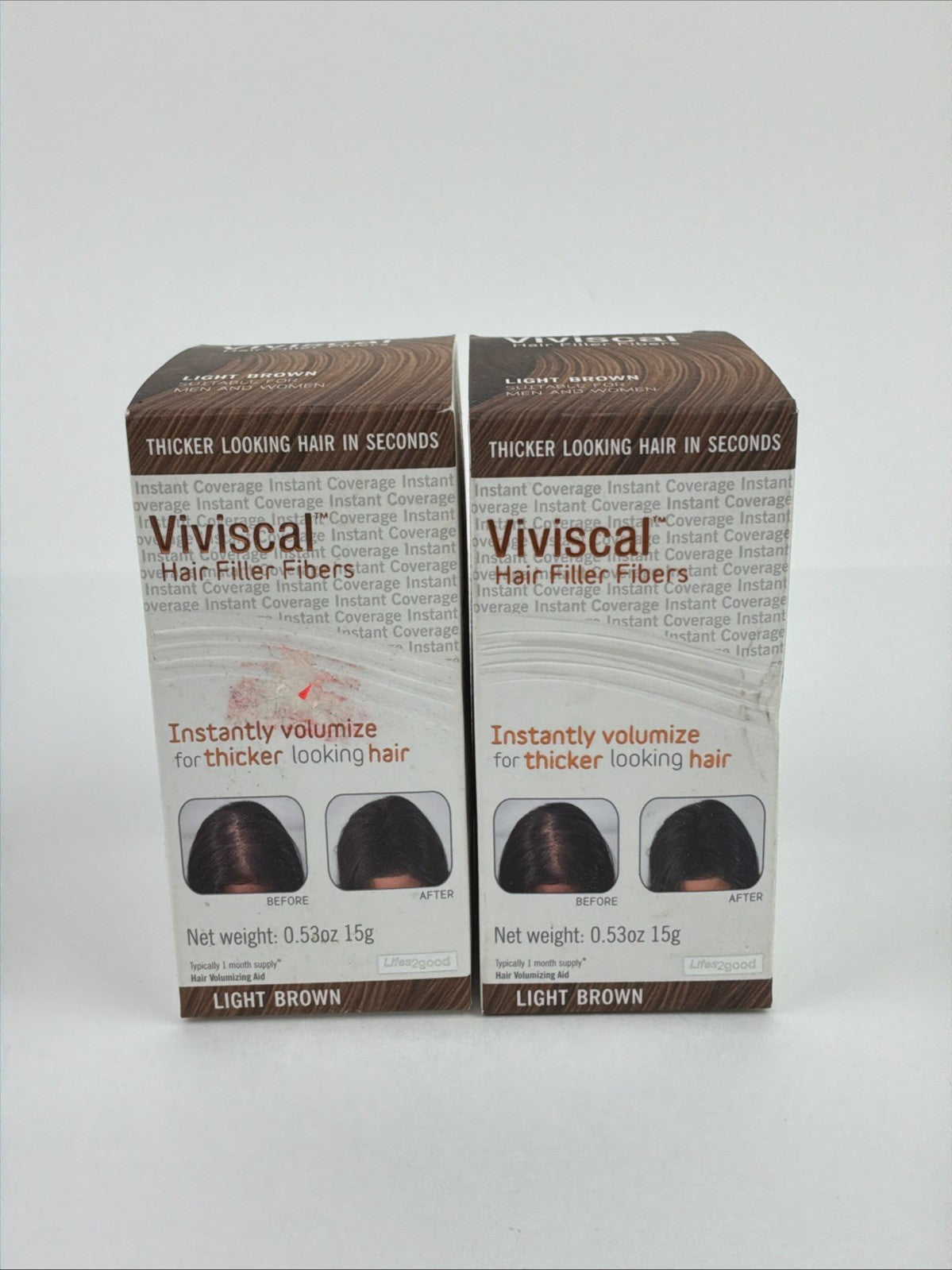 2 Pack Viviscal Hair Filler Fibers, Light Brown 0.53 oz Thickening
