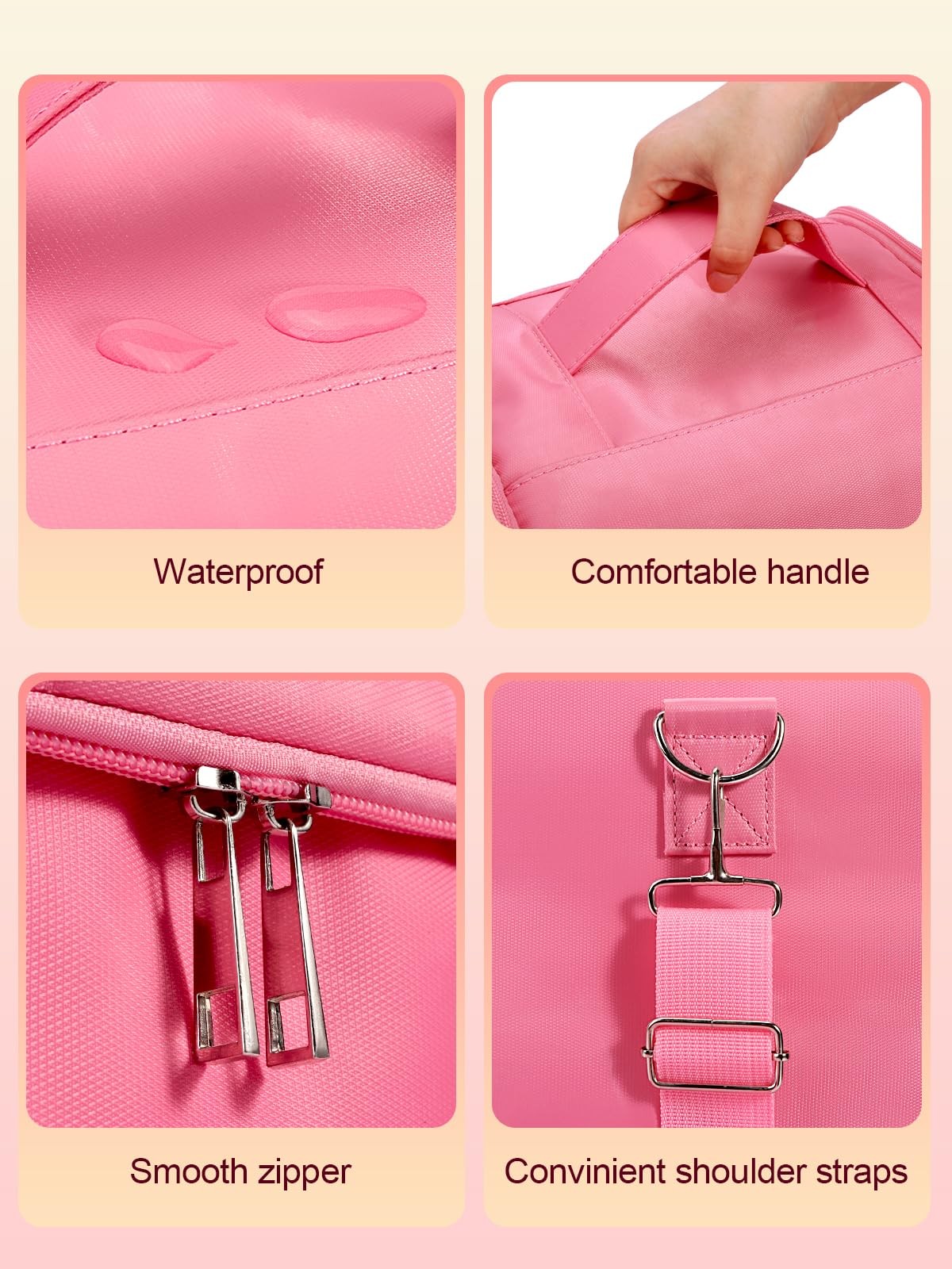 Large Pink Makeup & Nail Polish Organizer Bag 4-Tier Waterproof Travel