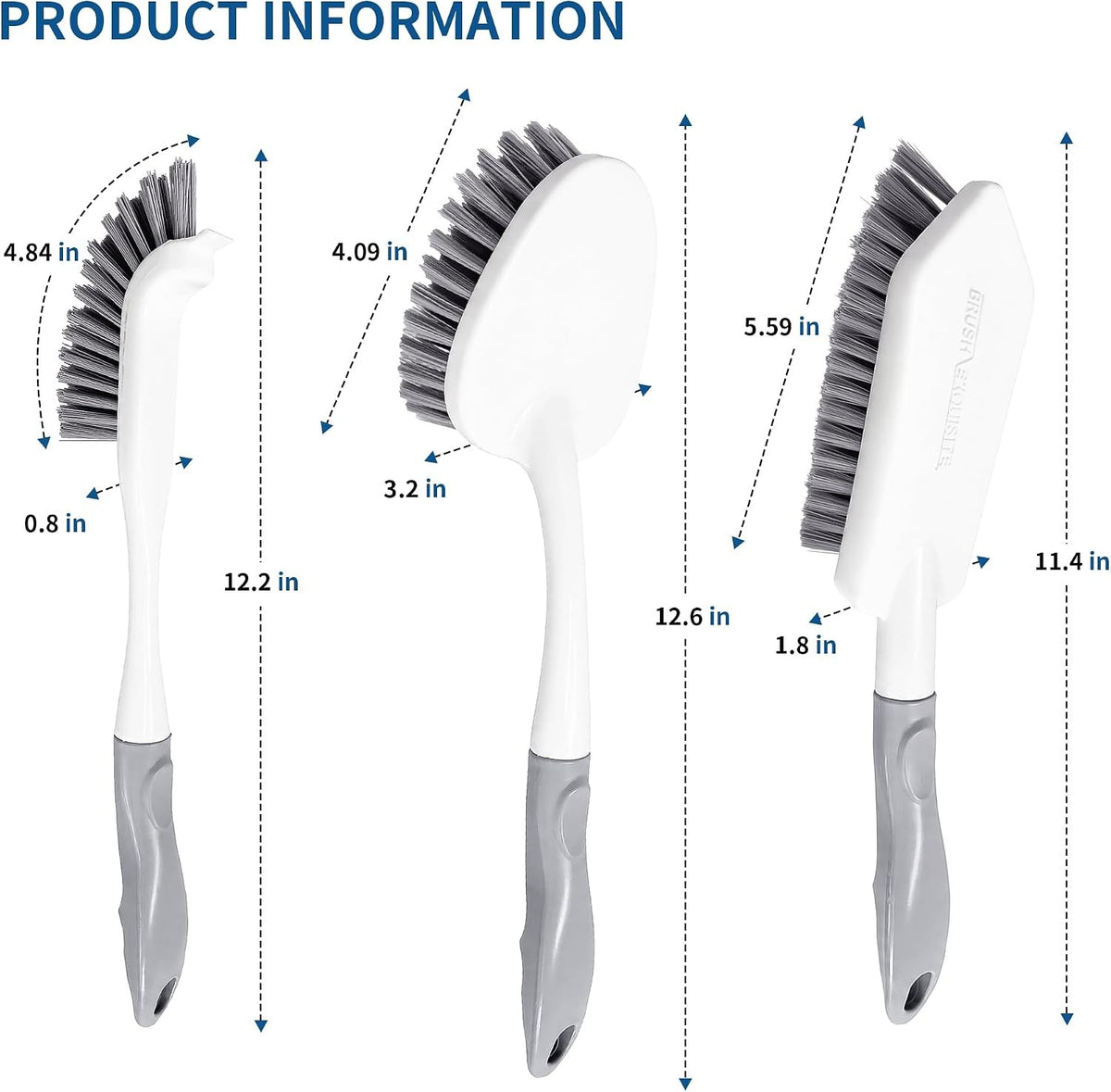 Heavy Duty Shower Scrub Brush Set 3 Pcs Bathroom Cleaning Tools
