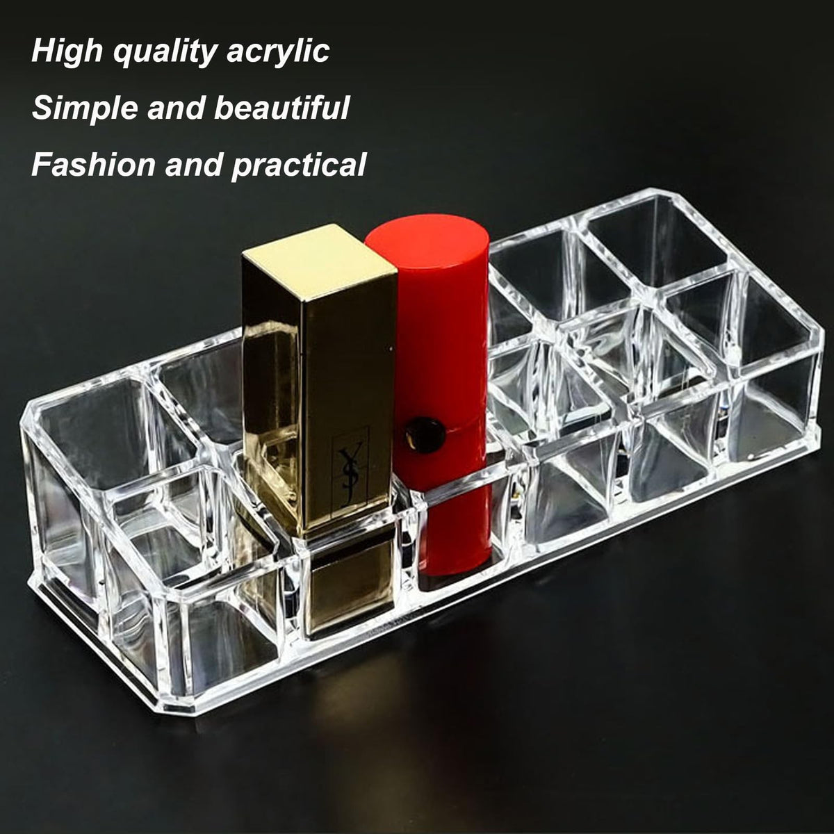 Acrylic Lipstick Organizer 12 Slots Makeup Storage Display Case