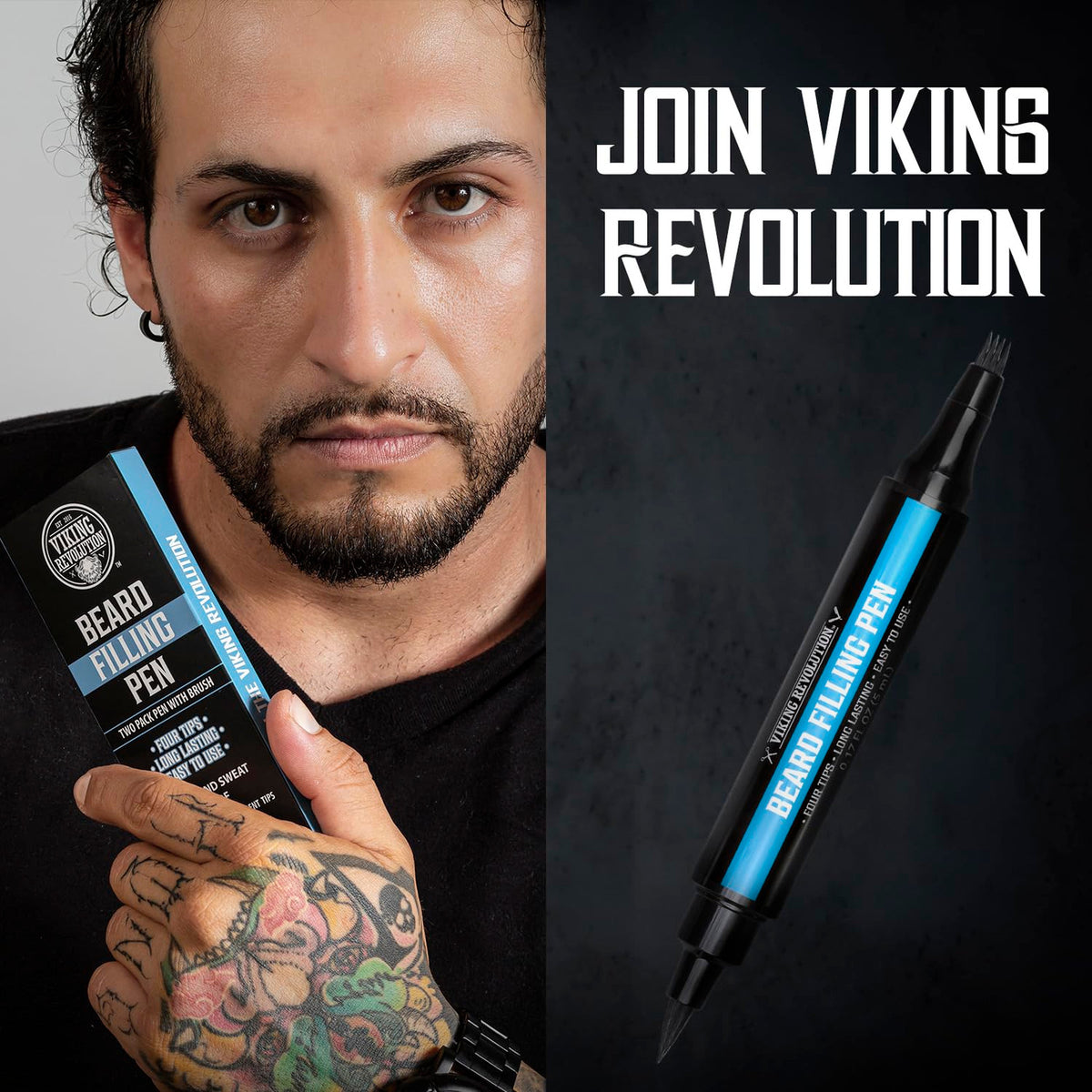 Waterproof Beard Pencil Filler Pen 2-Pack for Patchy Facial Hair - Long-Lasting & Precise