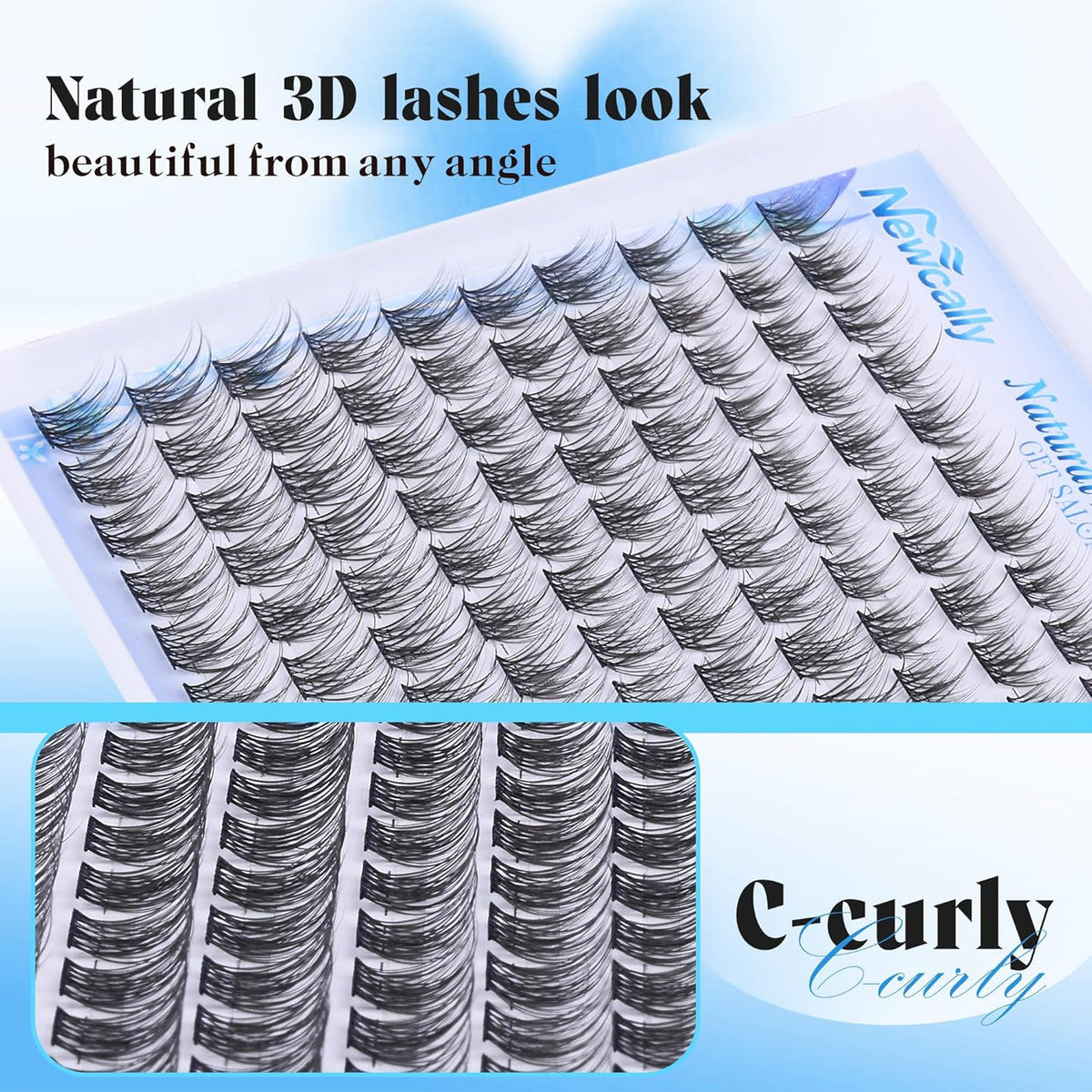 Natural C-Curl Lash Clusters 10-14mm Wispy Individual Eyelash Extensions