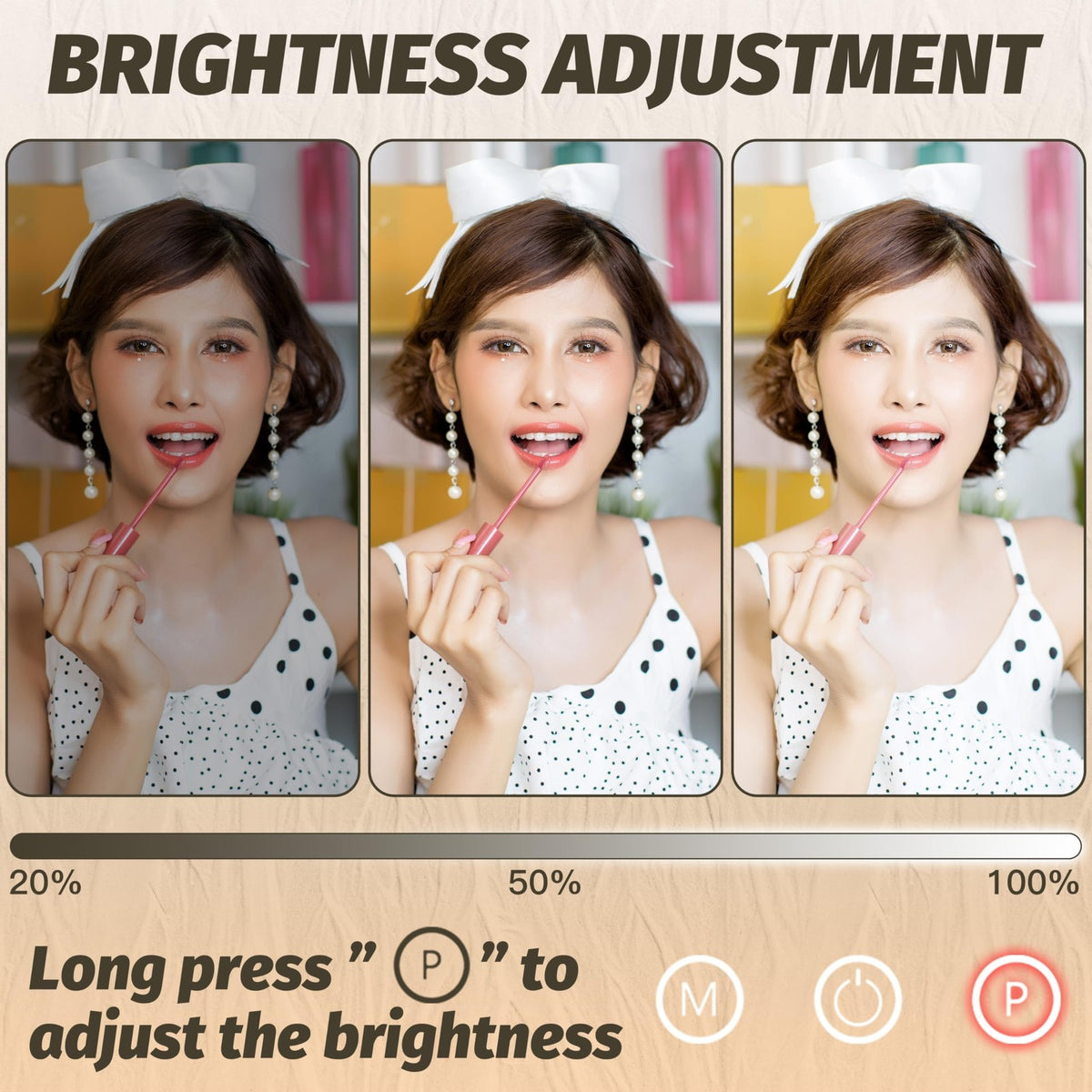 FENNIO Vanity Mirror with Lights 17x13 inch Touch Screen Dimmable Makeup Mirror