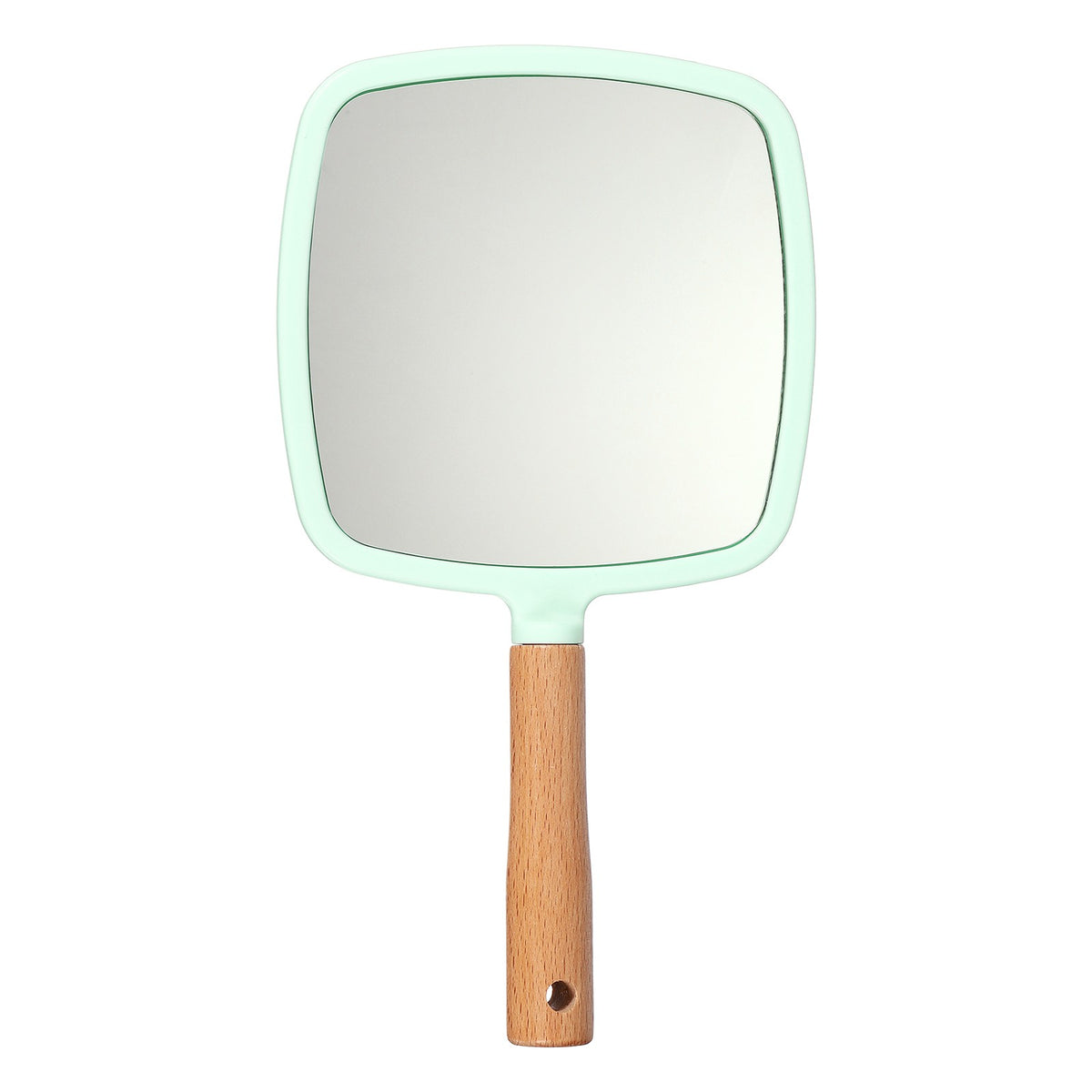 Wooden Handheld Makeup Mirror Square Portable Vanity Mirror Green