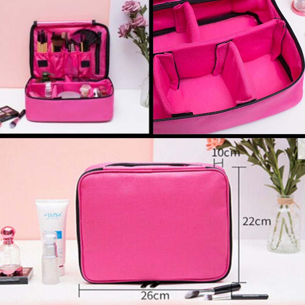 Large Waterproof Makeup Bag with Handle, Travel Cosmetics Organizer, Toiletries Kit