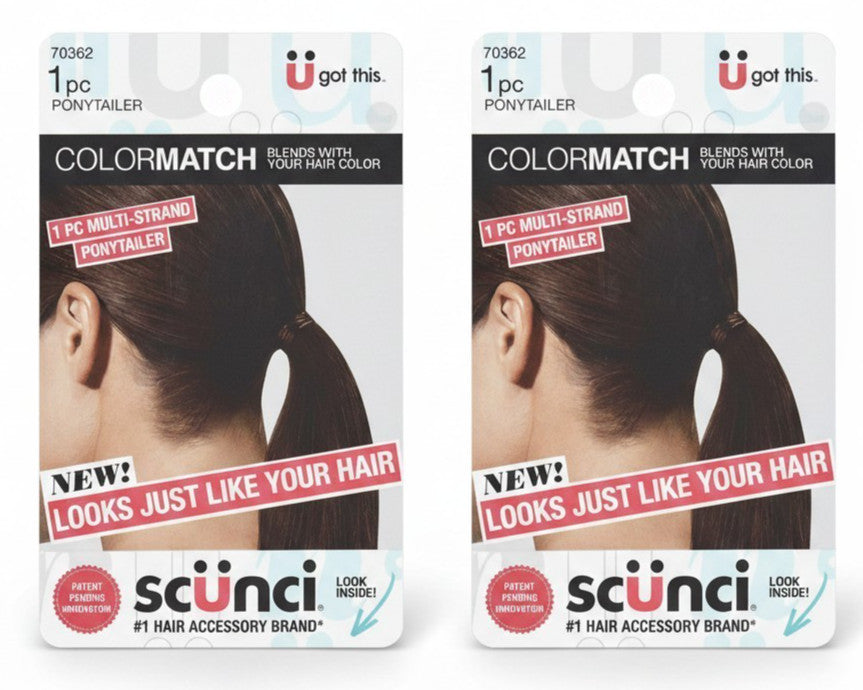 Lot of 2 Scunci Color Match Multi-Strand Spandex Ponytailer For Brown