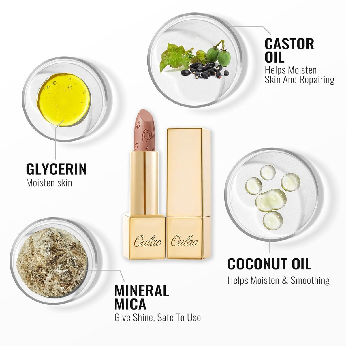 Dark Brown Lipstick with Glitter Finish - Hydrating, Long-Lasting Makeup