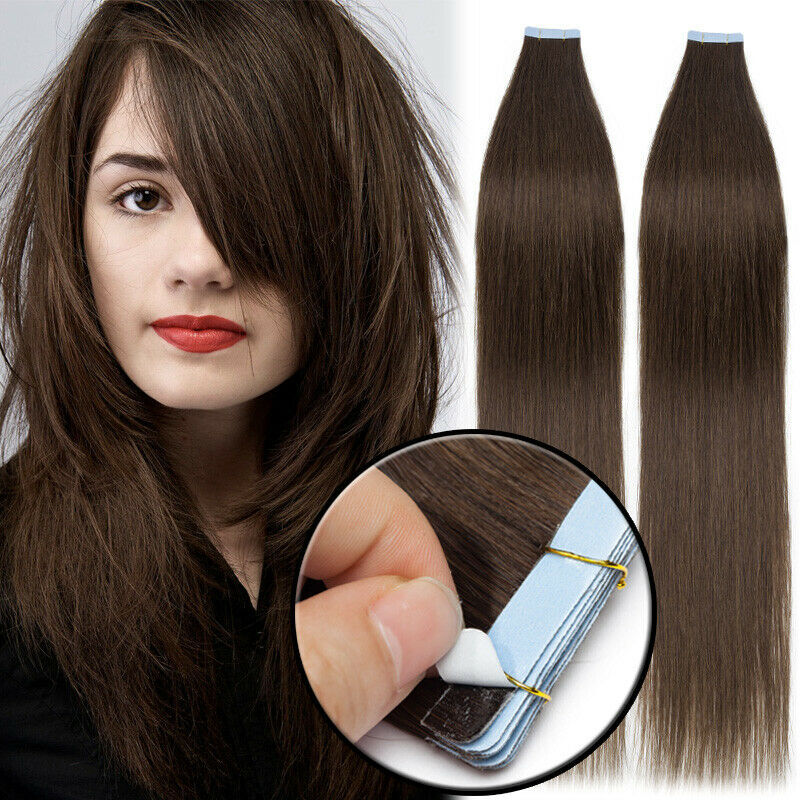 Remy Hair Tape-In Extensions Full Head 40pc Natural Straight Human Hair