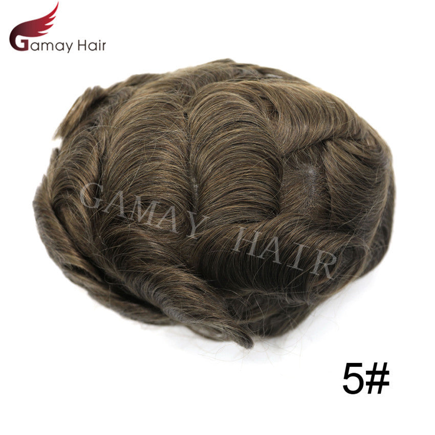 Full Poly Thin Skin Human Hair Toupee for Men - Durable, Invisible, Customizable