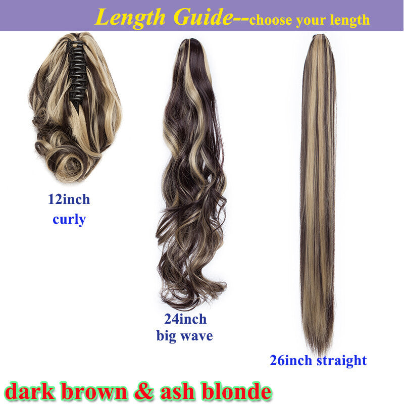 Thick Wavy Claw Clip Ponytail Hair Extension - Natural Look