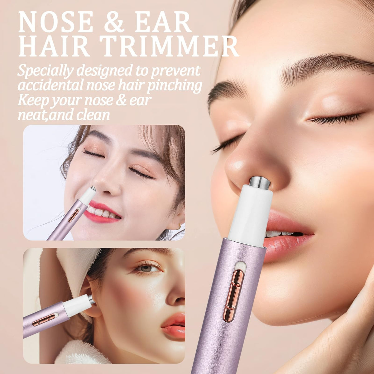 Rechargeable Nose and Ear Hair Trimmer for Women and Men - Small, Painless, Waterproof
