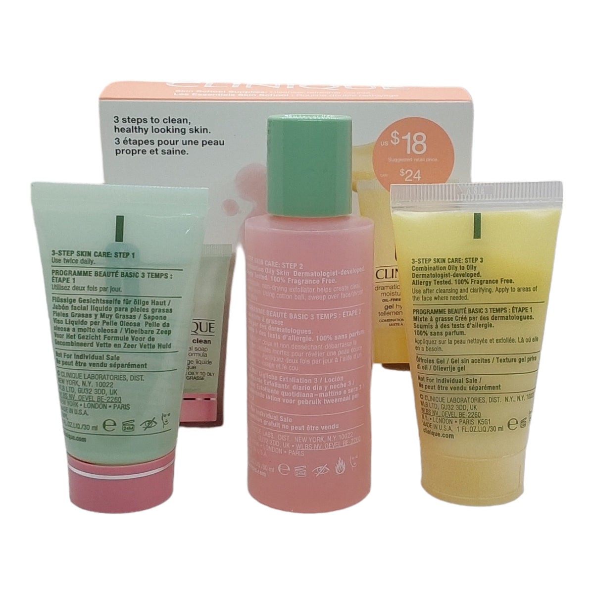 Clinique Skin School 3-Step Skincare Set for Oily Skin - Cleanser, Toner & Moisturizer