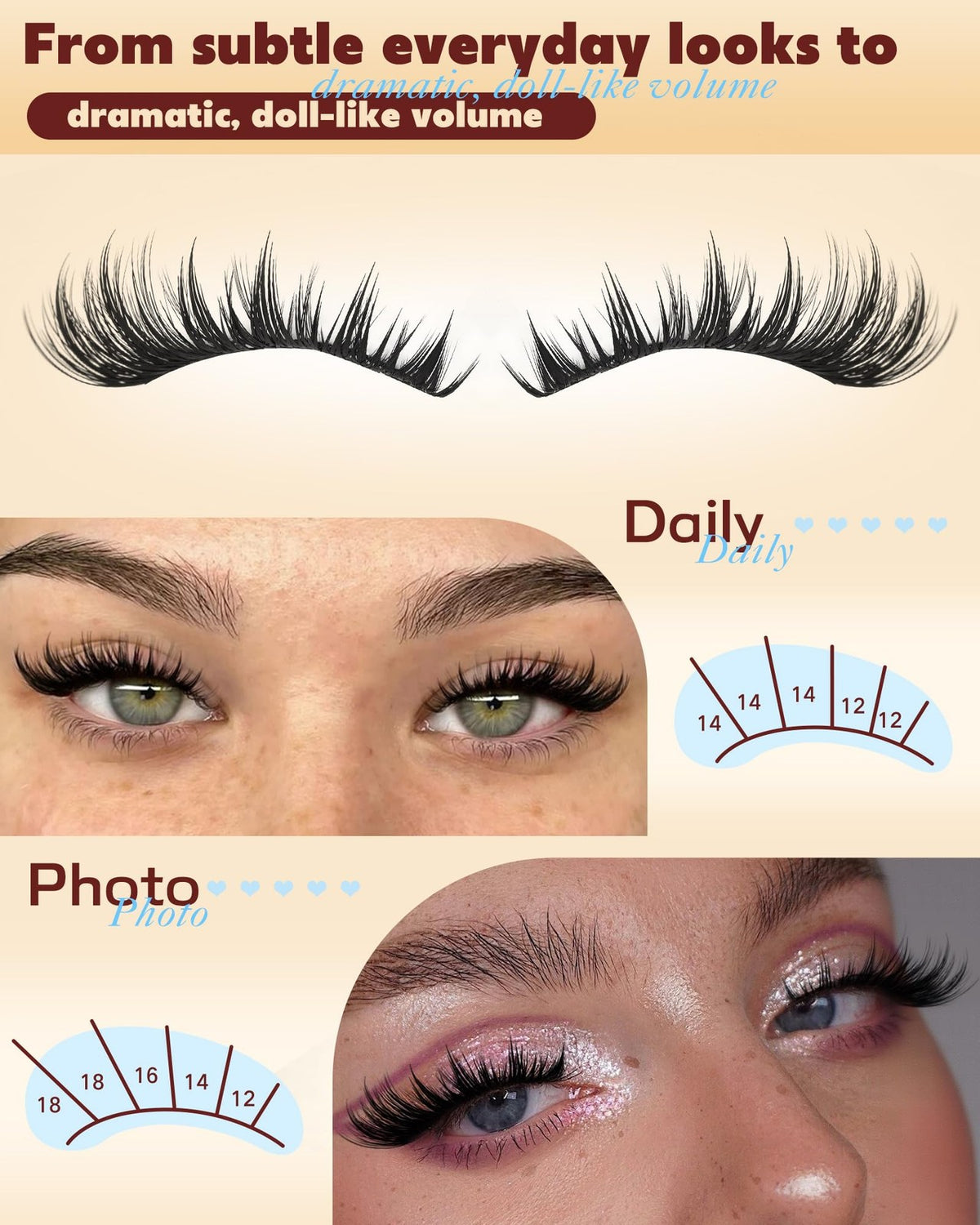 Anime Style False Eyelash Clusters - Volume & Widening Doll-Like Look