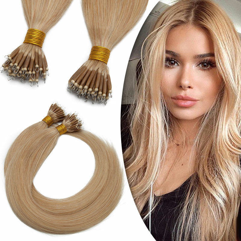 Nano Loop Human Hair Extensions Micro Beads Thick Real Remy Hair 16-22in