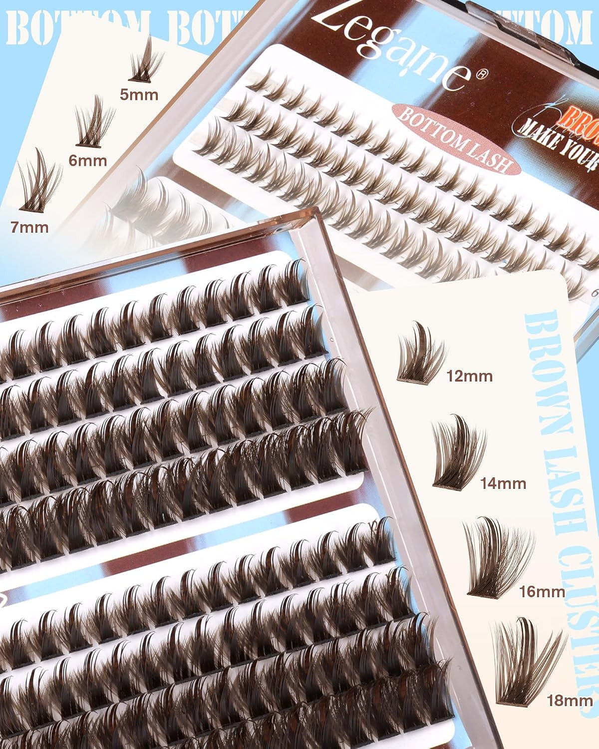 Brown Wispy Lash Clusters 12-18mm False Eyelash Extensions - 264PCS