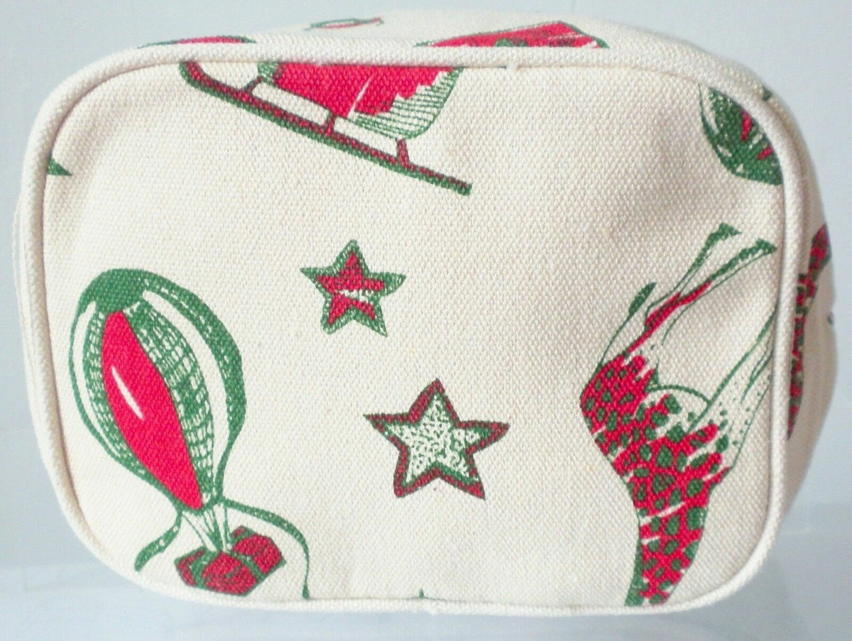 Mini Reindeer and Zebra Makeup Bag - Cotton Fabric Holiday Travel Case