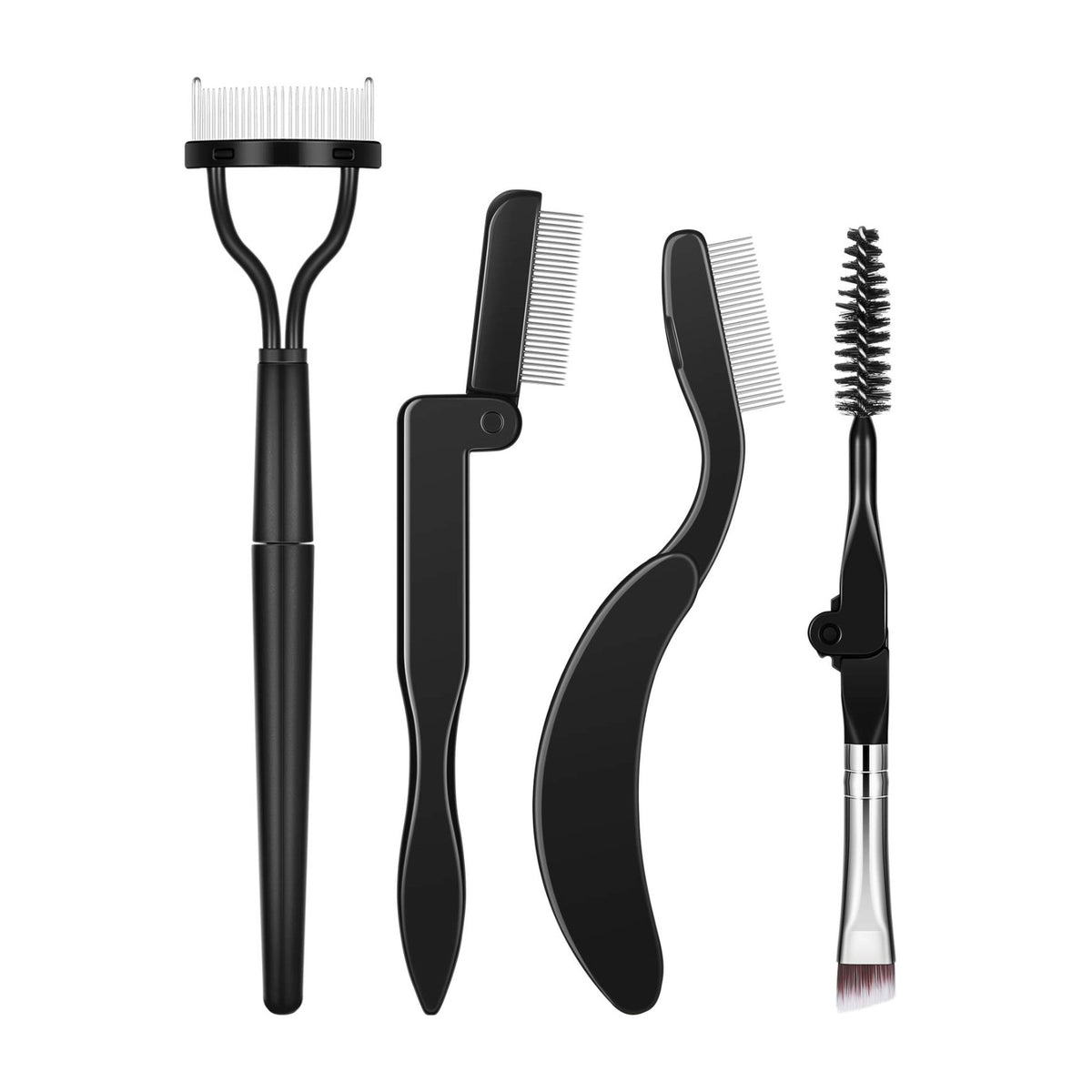 Eyelash Comb Separator & Eyebrow Brush Set - Folding Portable Grooming Tool