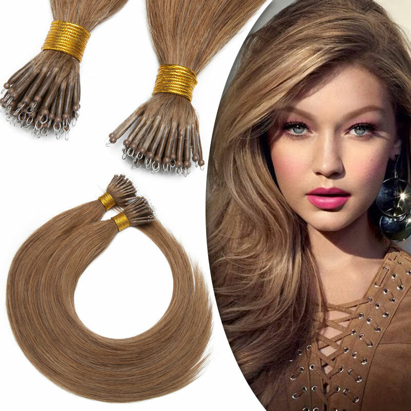 Nano Loop Human Hair Extensions Micro Beads Thick Real Remy Hair 16-22in