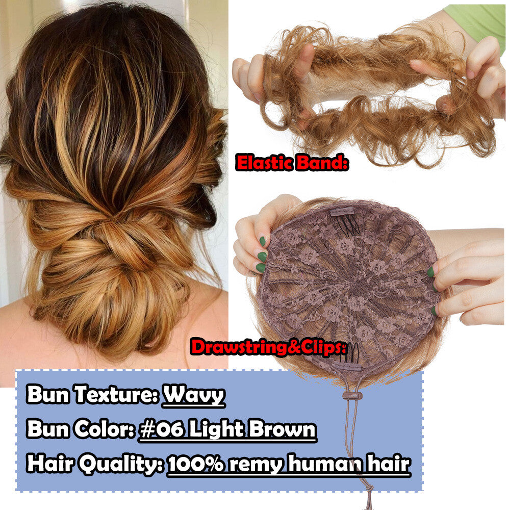 Remy Clip-In Hair Extensions - Messy Bun Hairpiece in Multiple Colors & Styles