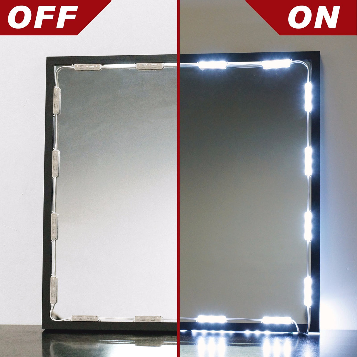 Hollywood Style LED Makeup Mirror Light Kit - Slim Cool White 12ft