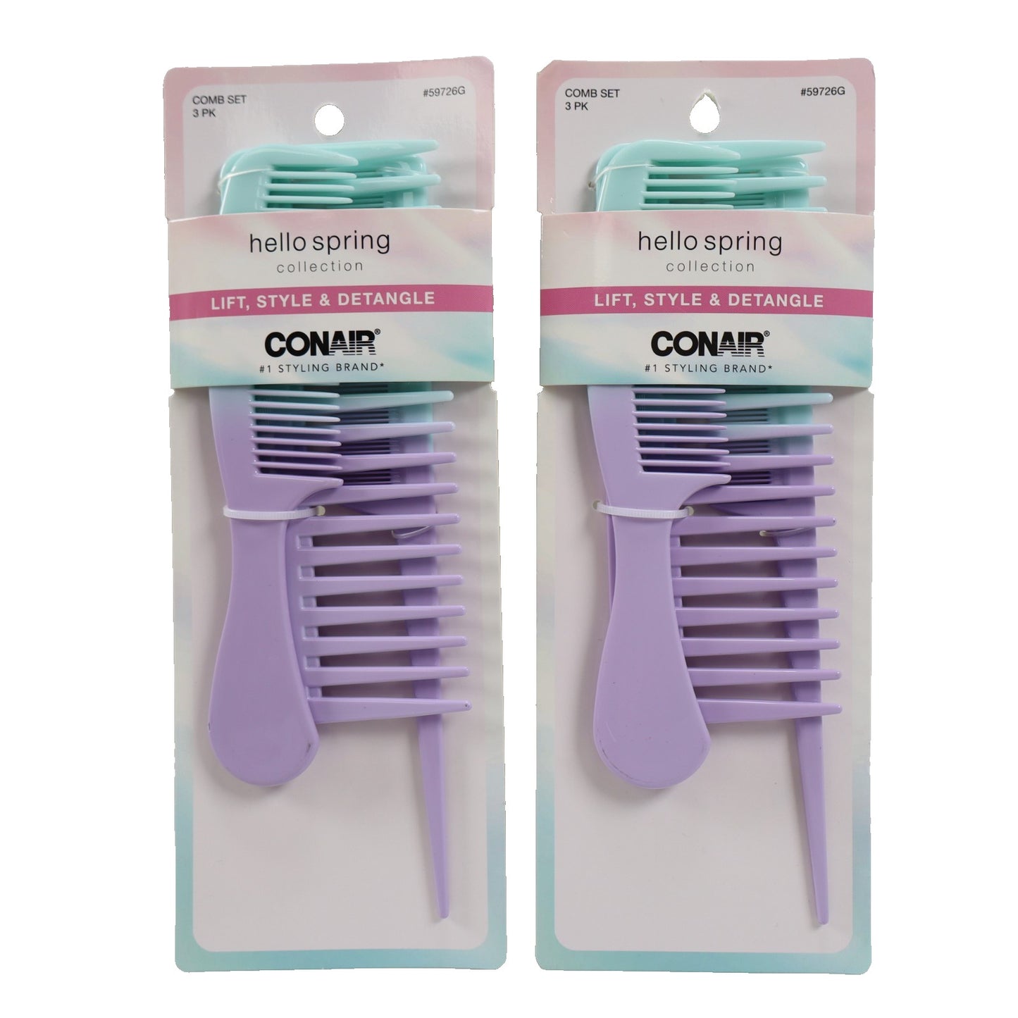 2 Pack Hair Comb Set for Detangling and Styling - Blue