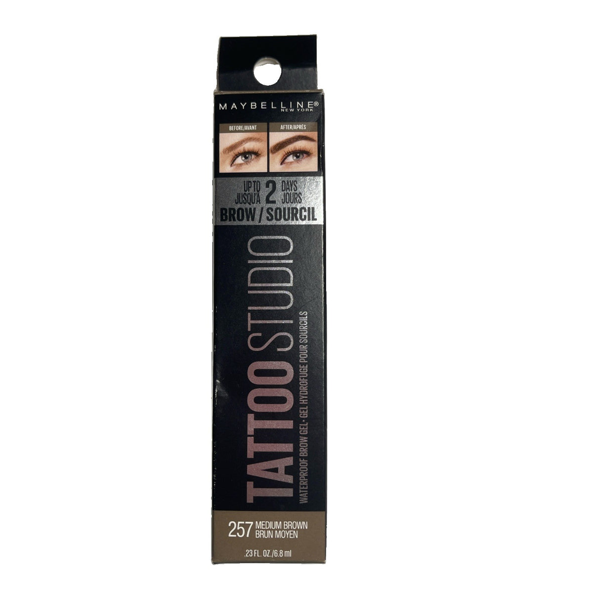 Maybelline Tattoo Studio Waterproof Brow Gel 257 Medium Brown - Long-Lasting Eyebrow Makeup