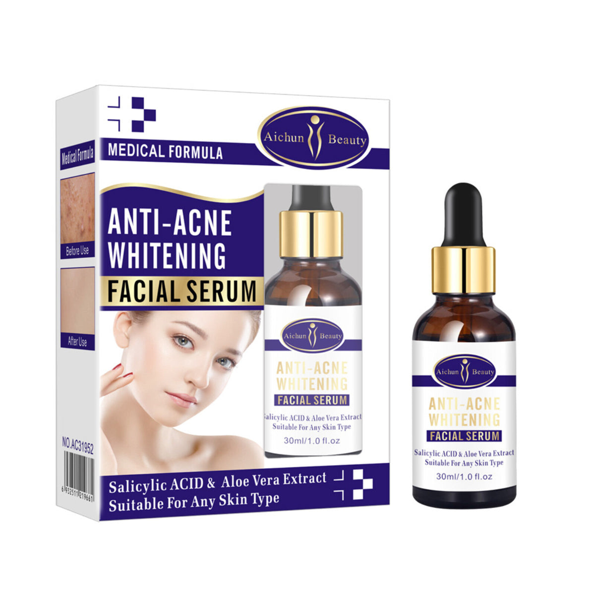 Anti-Acne Face Serum with Aloe Vera & Salicylic Acid for Skin Repair