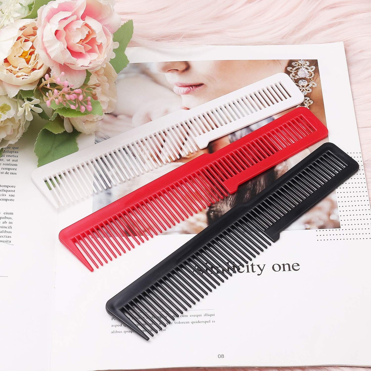 Professional Hair Cutting Comb Set - 6 Piece Styling Combs for Women and Barbers