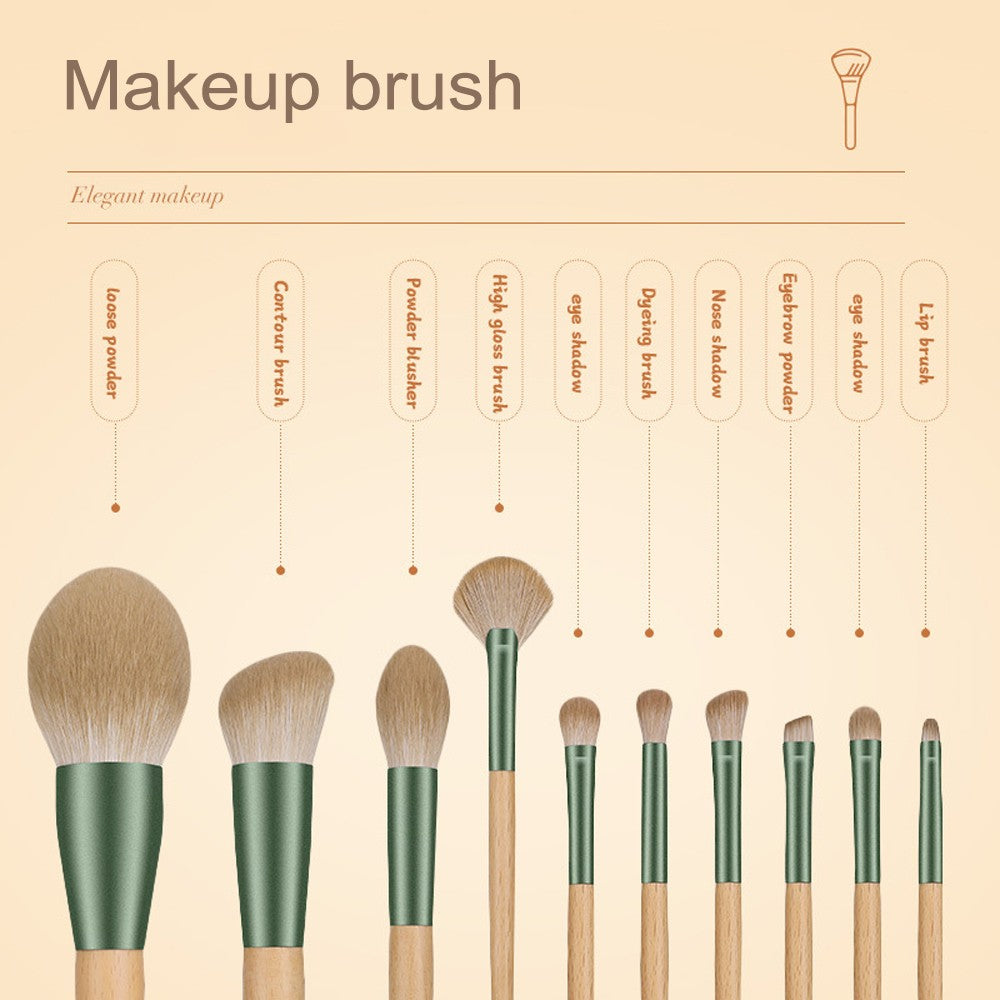 10Pcs Vegan Makeup Brush Set - Soft Fluffy Professional Cosmetic Tools