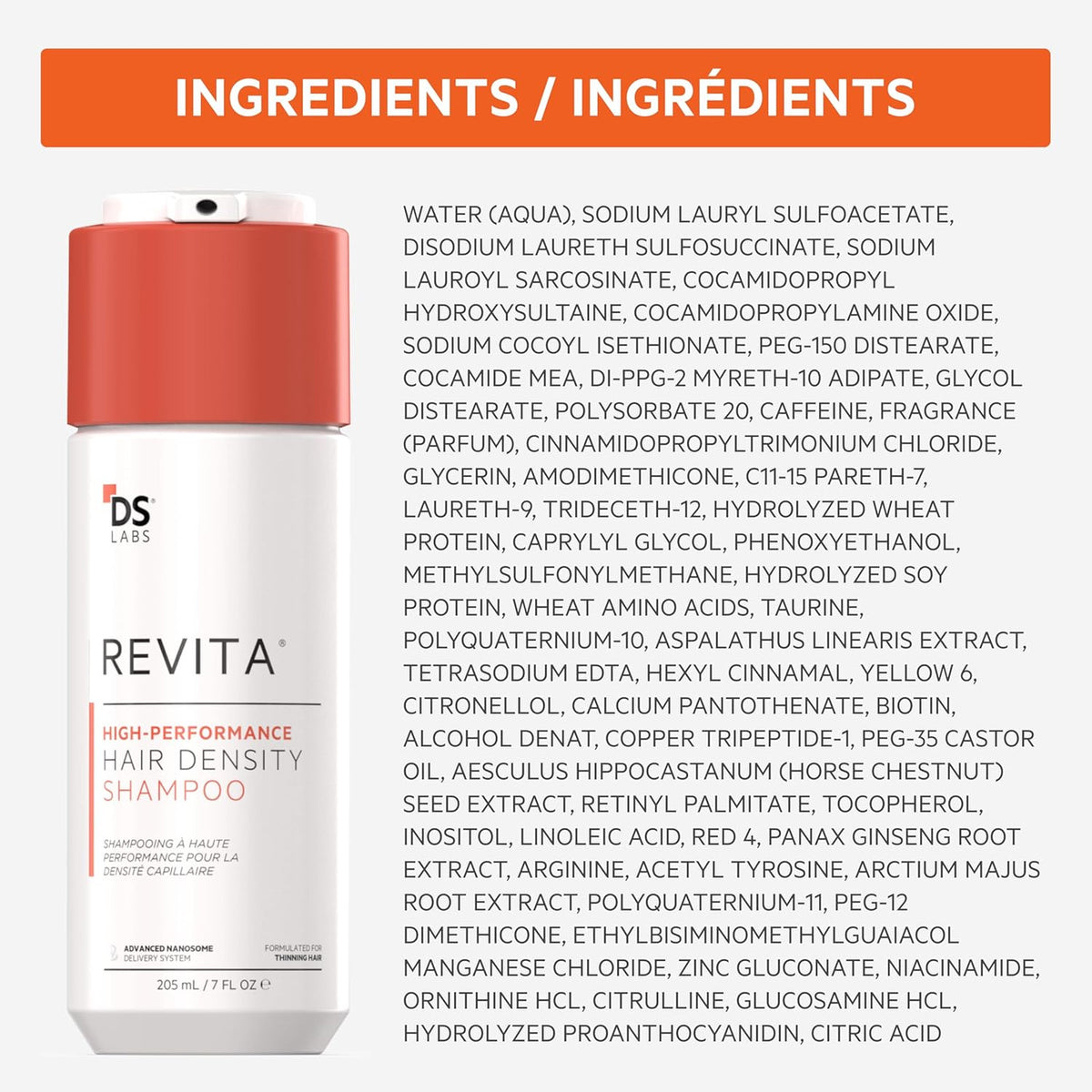 Revita Hair Density Shampoo for Thinning Hair, color safe, 205 mL,