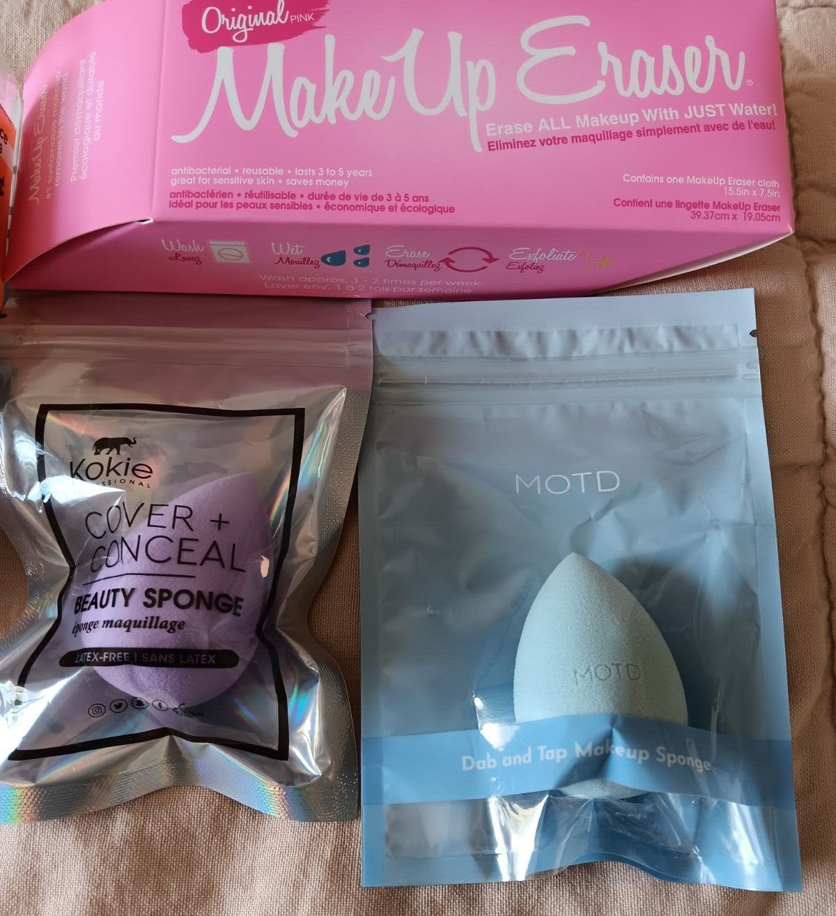 MakeUp Eraser Pink Makeup Cleaning Cloths & Blending Sponges - Full Size Set