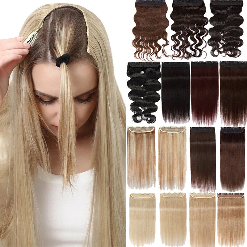 Clip-In Hair Extensions 3/4 Head Long Wavy Real Remy Human Hair 20-24 Inch