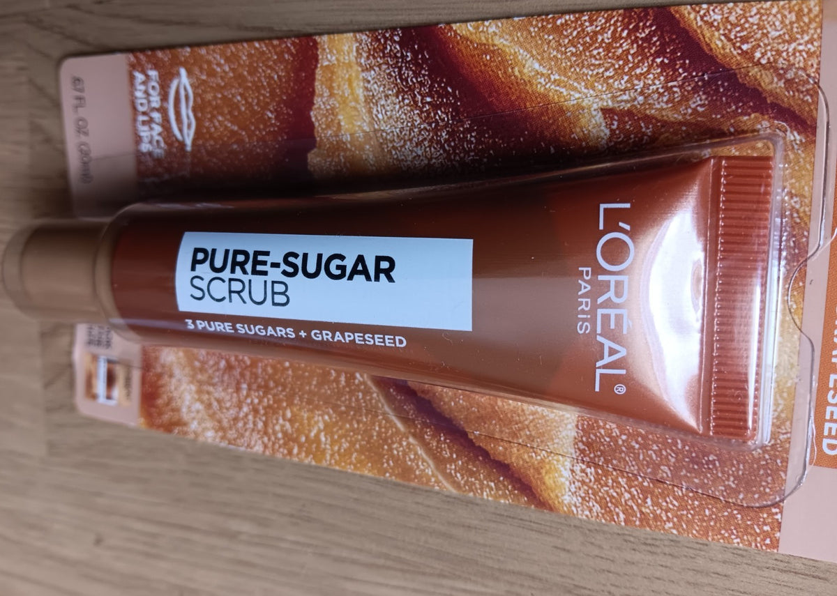 LOreal Pure Sugar Scrub Mini .67oz Face Lip Exfoliator Smooth Glow