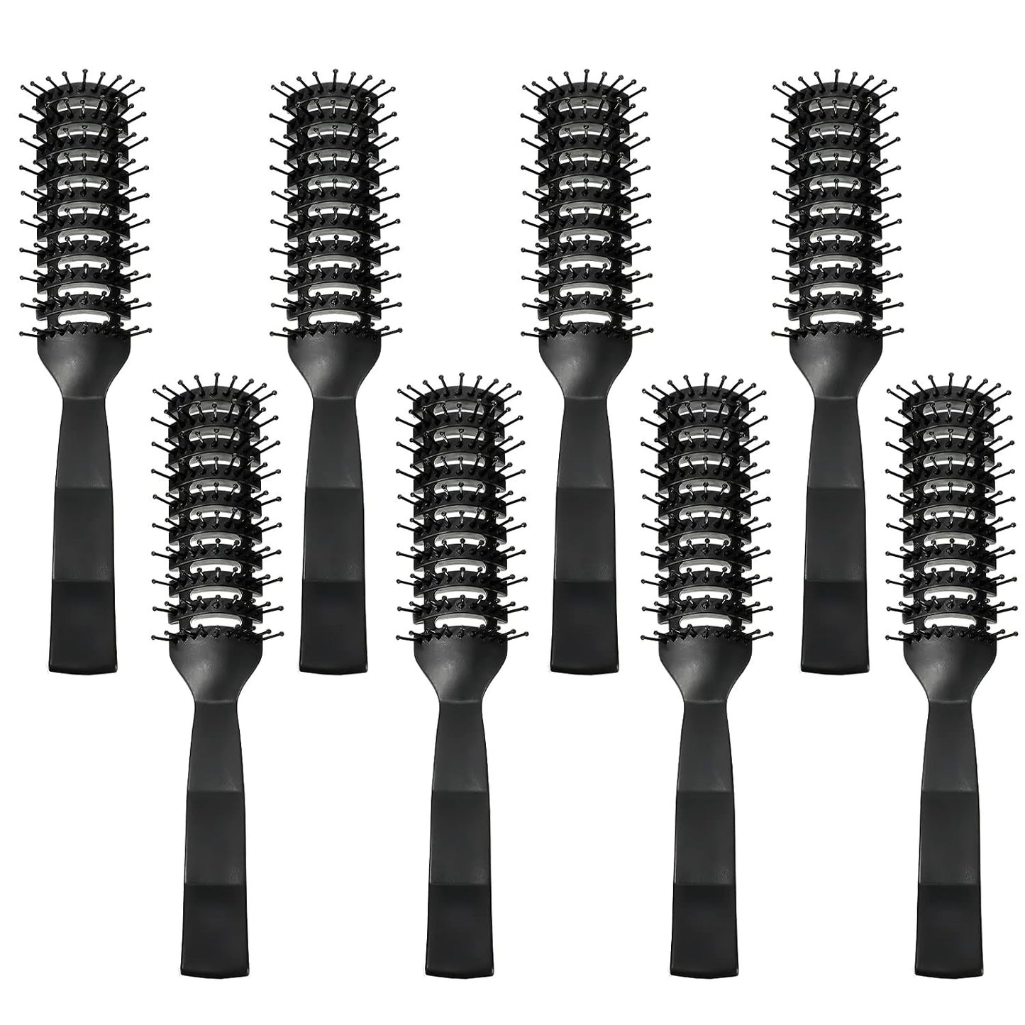Vented Detangling Hair Brush Set - Anti-Static Curved Styling Brushes (8 Pieces)