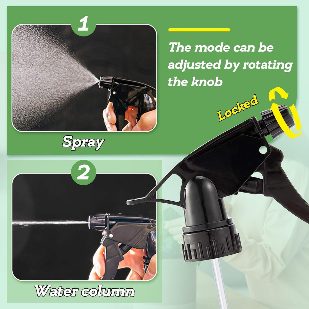 6-Pack Spray Bottle Nozzle Replacements - Mist & Stream, Leak-Proof, Adjustable Modes