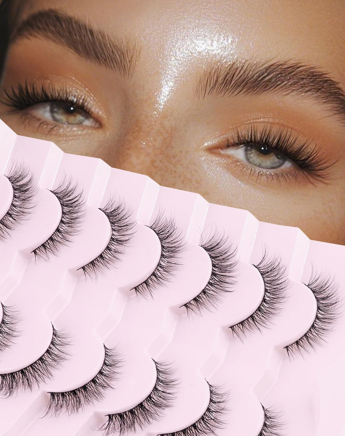 Natural Mink Eyelashes 7 Pairs - Light, Soft, Cruelty-Free Faux Lashes