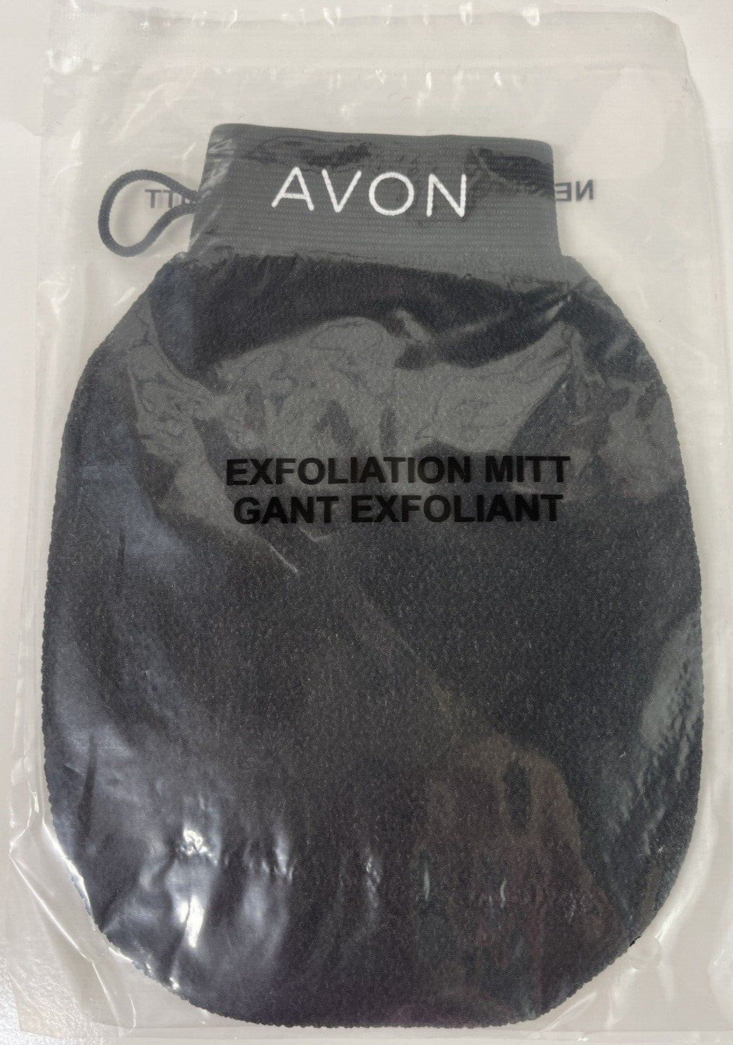 Avon~Exfoliation Black Mitt~Microfiber Jacquard~Spandex Cuff~Factory