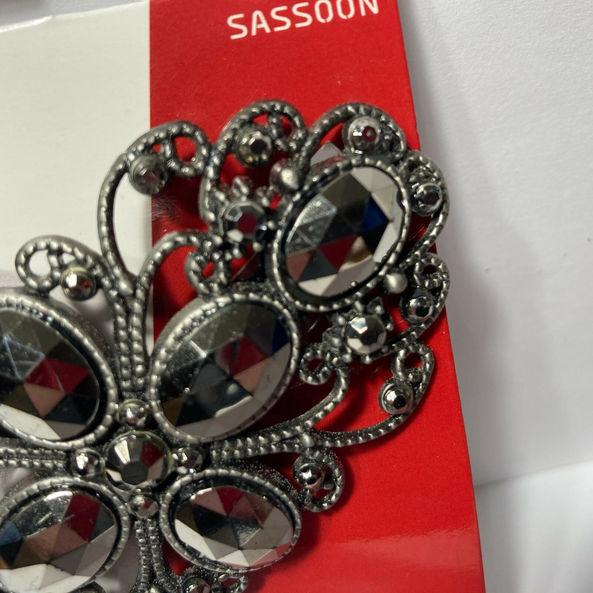 Vidal Sassoon Glamour Collection Hair Clip Gun Metal Grey Bling 3 Inch