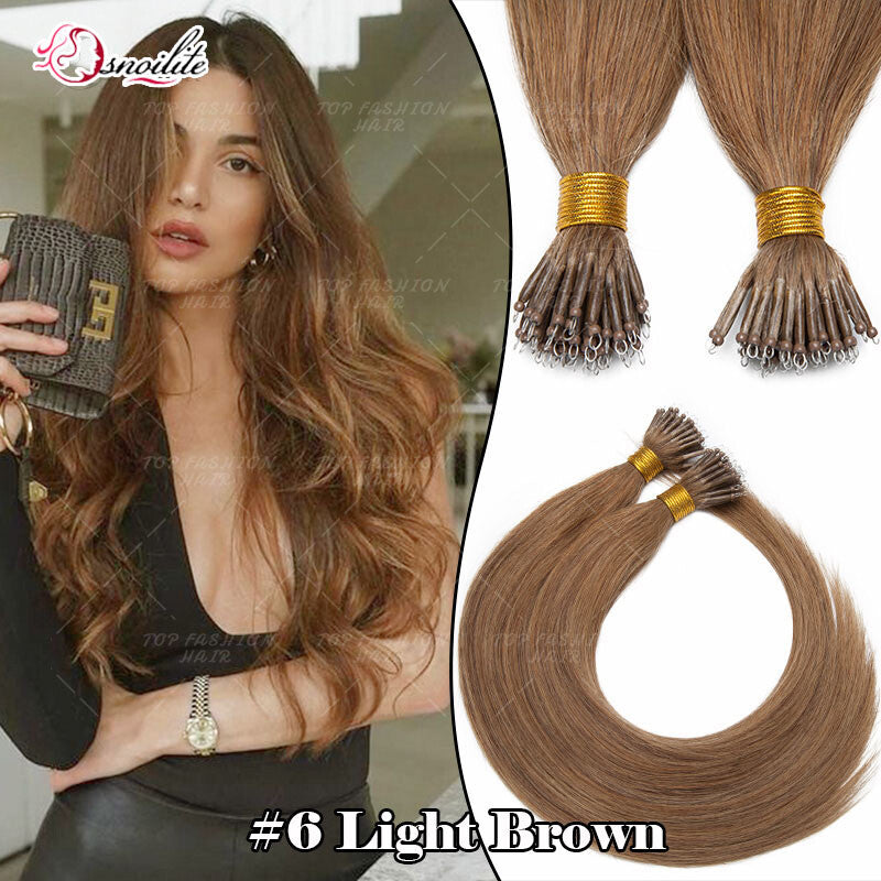 Human Remy Hair Extensions Micro Loop Nano Ring Full Head Salon Use