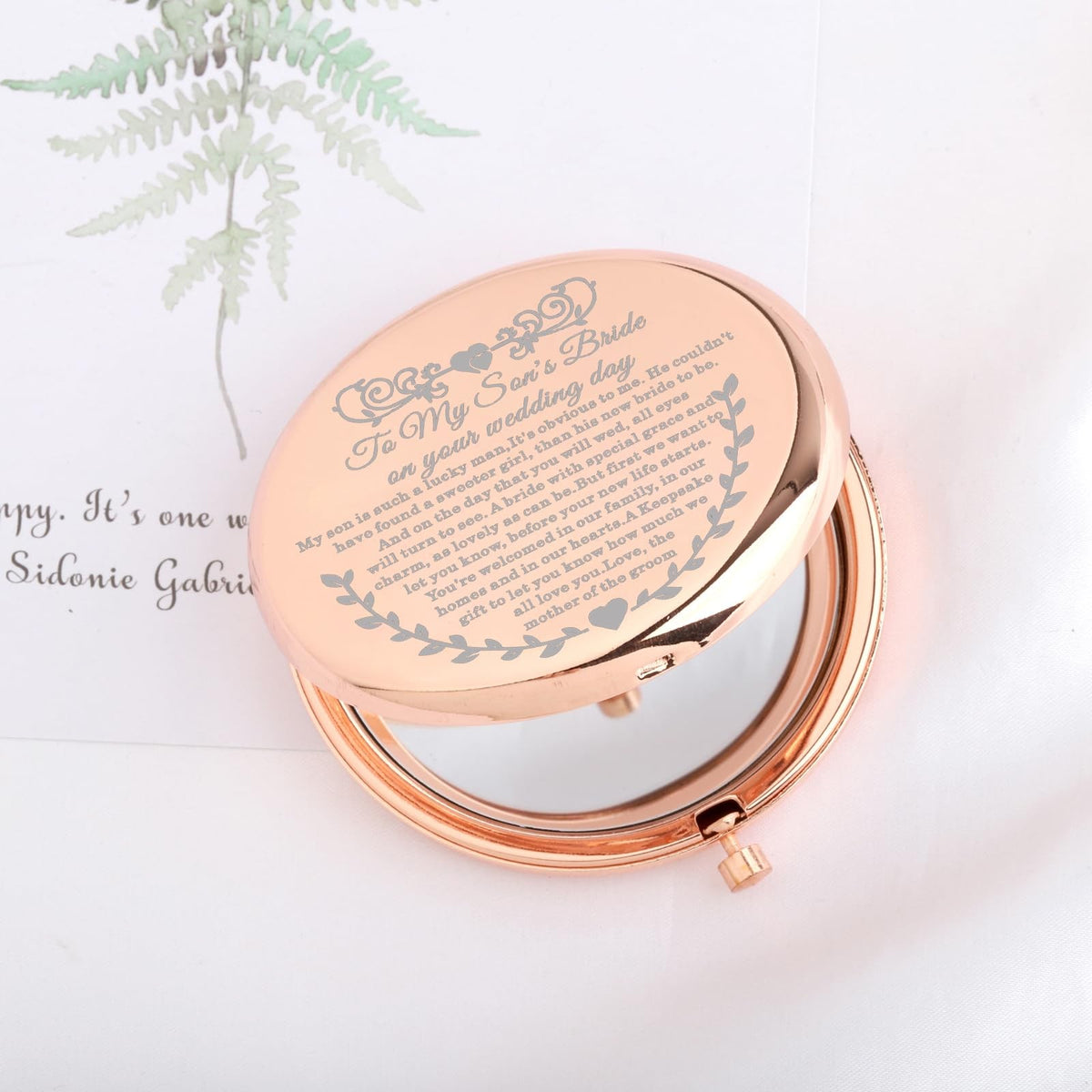 Wedding Day Makeup Mirror for Bride - Bridal Shower Gift, Compact Double-Sided