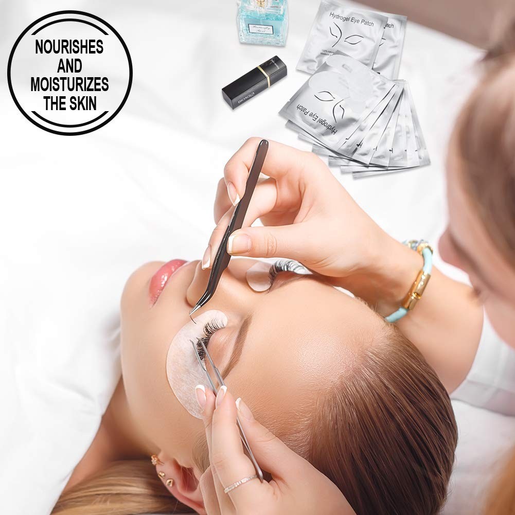 Eyelash Extension Gel Patches - 100 Pairs Under Eye Hydrogel Pads, Lint-Free