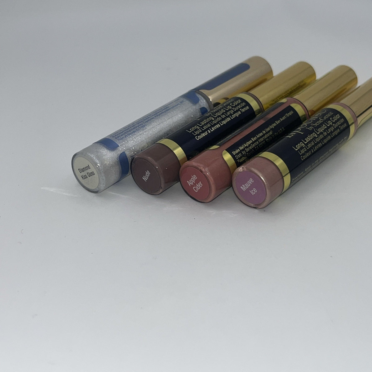 LipSense Long Lasting Liquid Lip Color & Gloss Set - Nude, Cider, Mauve, Ice, Diamond Kiss