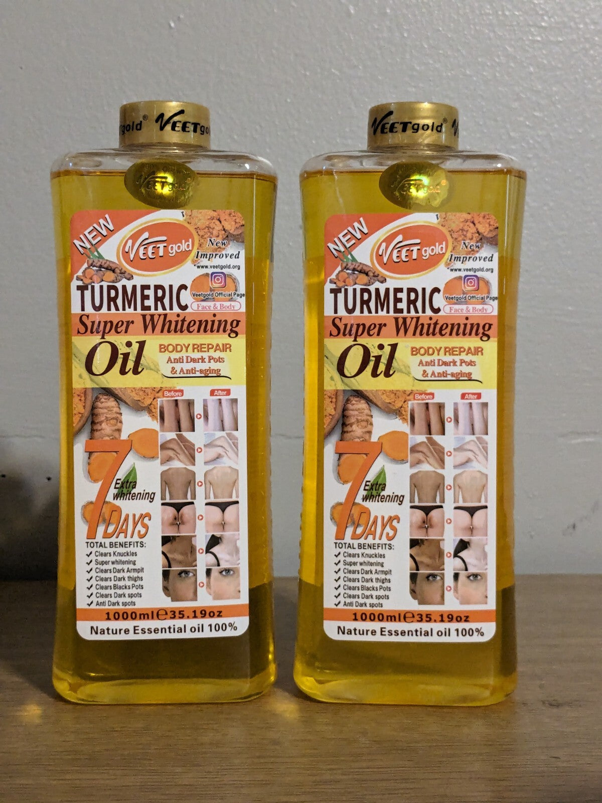 Turmeric Body Oil Corrector for Whitening Dark Spots 1000ml 2pcs