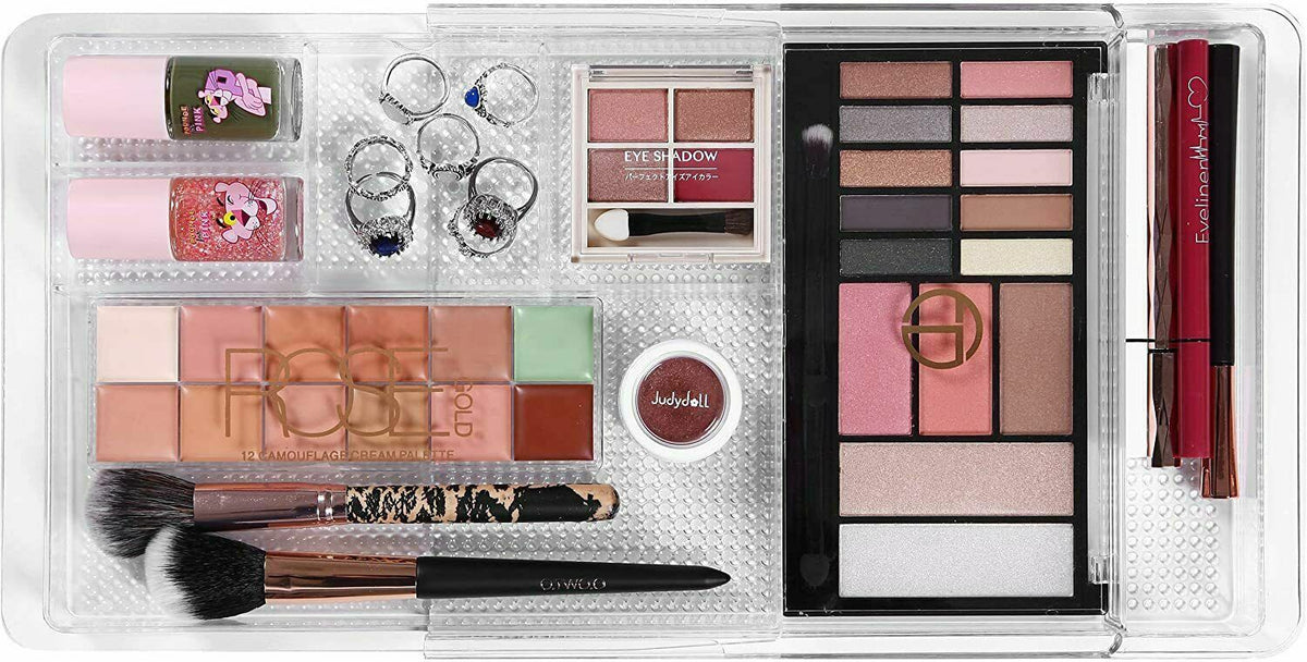 Expandable Makeup Organizer 3-Piece Set - Adjustable Cosmetics Trays, 11 1/4"